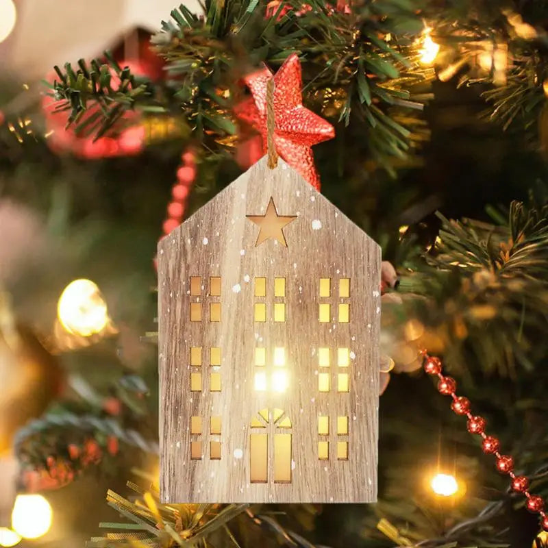 Christmas Wooden House Decor Christmas Led Light Wooden House Decor Christmas Party Supplies Indoor Home Decor Decorative House