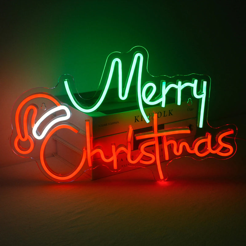 Merry Christmas Neon Signs Colorful Christmas Tree Acrylic LED Neon Lights Festival Home Bedroom Party Christmas Wall Decorati