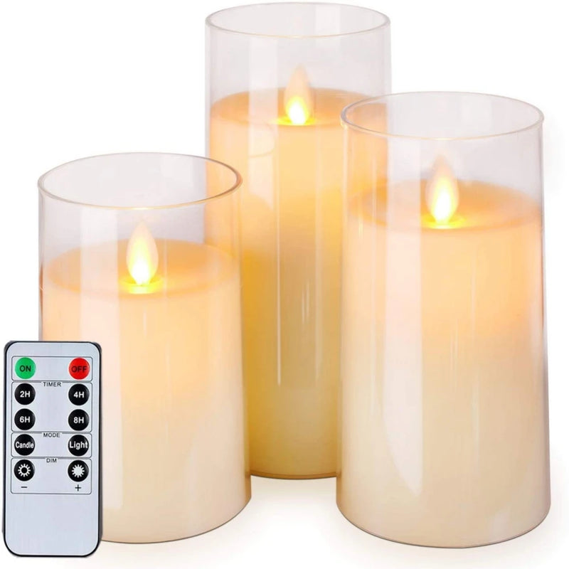 3Pcs/Set LED Candles With Remote Control Battery Powered Flickering Flameless Candle for Wedding Christmas Party Home Decoration