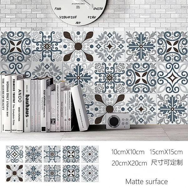 European Style Tile Stickers Boho Home Decoration Wall Stickers Kitchen Bathroom Cabinet Stove Renovate Waterproof Wallpaper