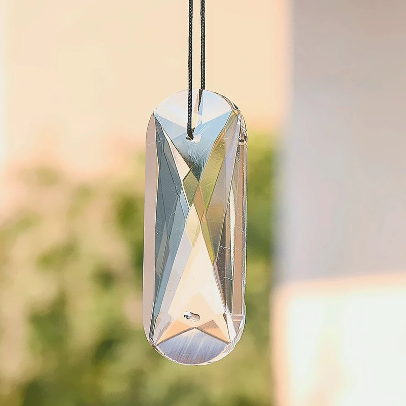 3.0in Faceted Glass Chandelier Crystal Prism Hanging Lamp Part Suncatcher Making Supplies Pendant 2 Holes Spacer Connector