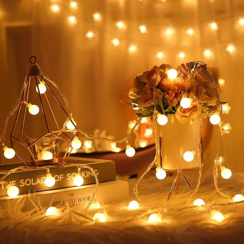 LED String Lights EU/US Plug Christmas Wedding Garland Fairy Tale String Lights Outdoor Garden Decoration Ball Lights