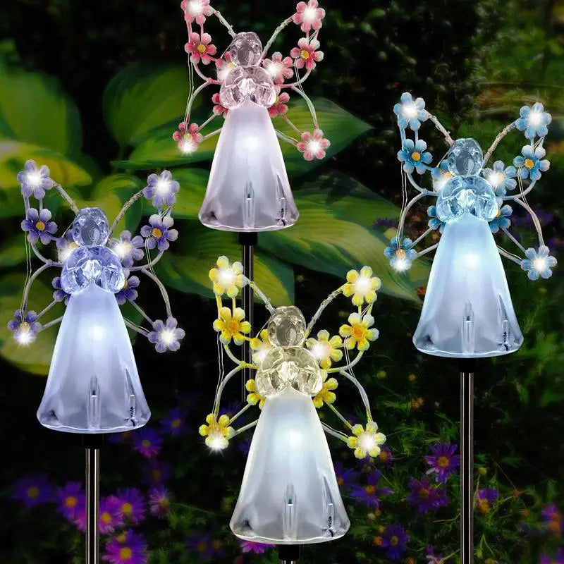 Solar LED Angel Lights Waterproof Outdoor Garden Decoration Lights Landscape Yard Patio Cemetery Stake Lights Lawn Night Lamp