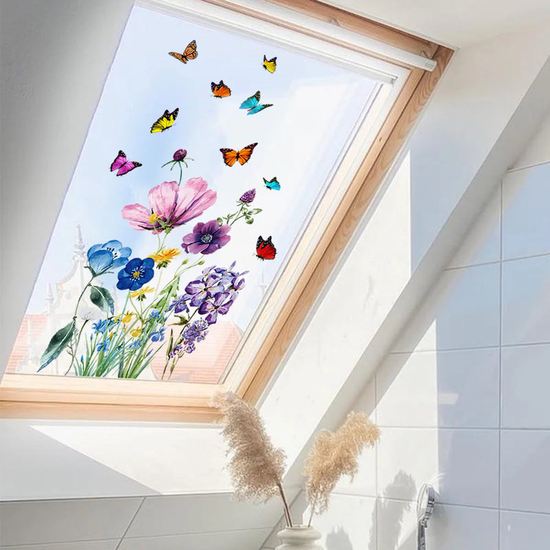 Wall Stickers Flower Butterflies Home Room Window Decoration Bedroom Bathroom paper  Furniture Door House Interior Decor