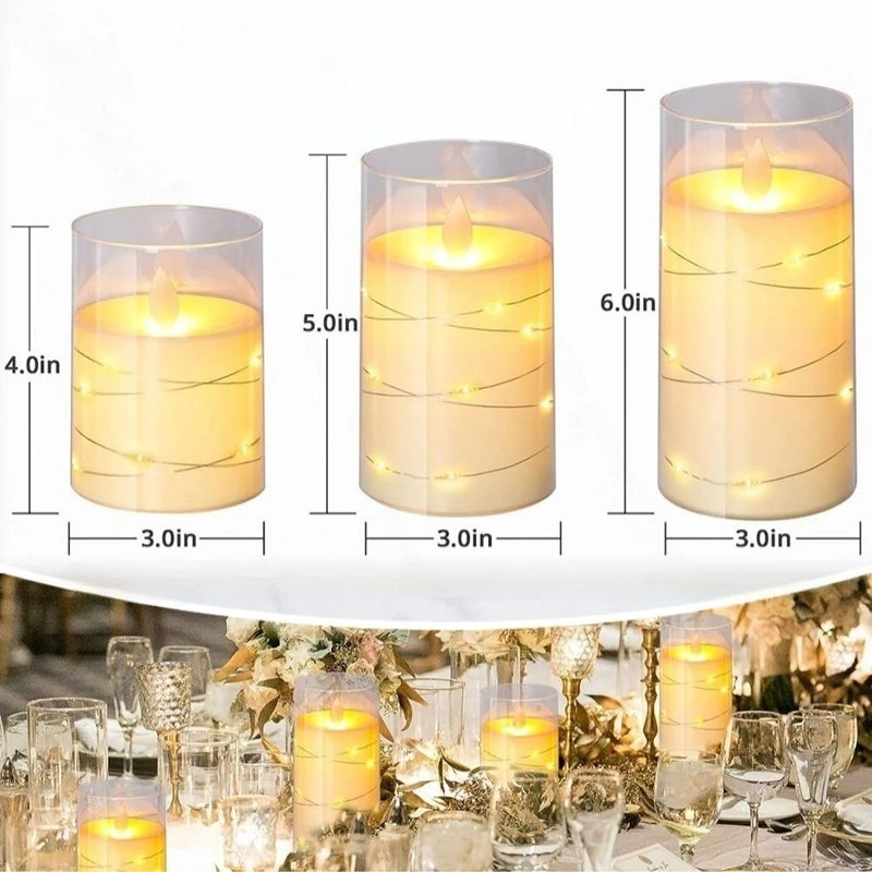 3Pcs/Set LED Candles With Remote Control Battery Powered Flickering Flameless Candle for Wedding Christmas Party Home Decoration