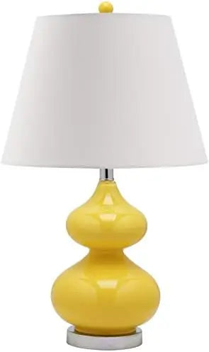 Collection Eva Modern Contemporary Yellow Double Gourd Glass 24-inch Bedroom Living Room Home Office Desk Nightstand Table Lamp