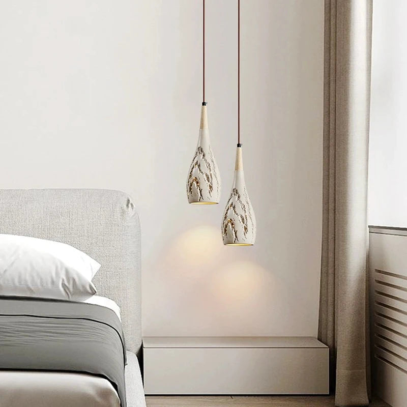 Led Pendant Light Bedroom Bedside Chandelier High Concrete Cement Ceiling Hanging Lamp Restaurant Bar Art Loft Designer Lighting