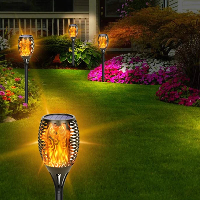 Solar LED Torch Lights Flickering Flames Outdoor Solar Landscape Decor Lighting Waterproof Pathway Lights for Garden Patio Drive