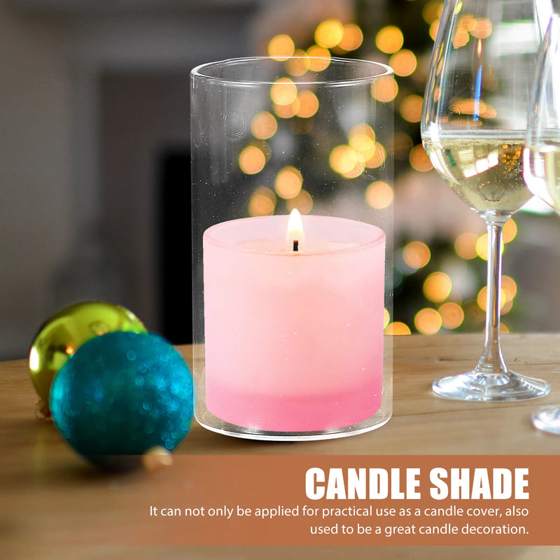 12 pcs Glass Candle Chimney Candle Glass Shelf Windproof Protectors Hurricane Holders Cover Small Shades Jar Candles Pillar