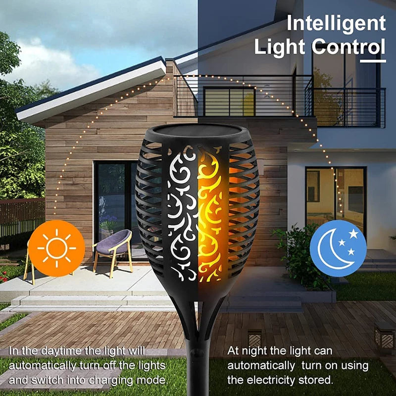 Solar LED Torch Lights Flickering Flames Outdoor Solar Landscape Decor Lighting Waterproof Pathway Lights for Garden Patio Drive