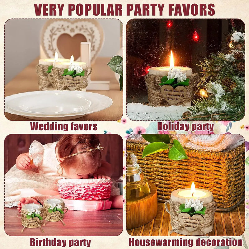 6/12/24PCS Guest Gift Candle for Wedding Wooden Tealight Candle Holders Bridal Shower Thank You Gifts for Baby Shower