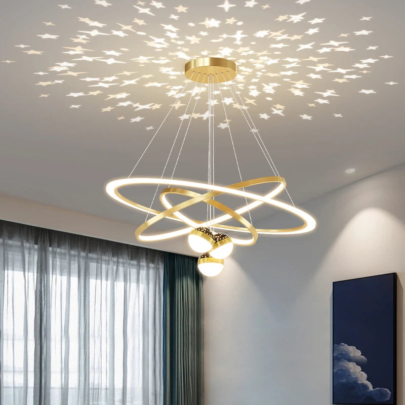 Modern Minimalist Led Ceiling Chandelier Hanging Wire Fixture for Living Room Bedroom Lamp Home Decor Indoor Lighting Black Gold