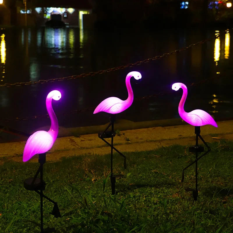 LED Lawn Solar Flamingo Lamp Outdoor Solar Powered Garden Light Waterproof Yard Pathway Decorative Lights For Patio Yard Pathway