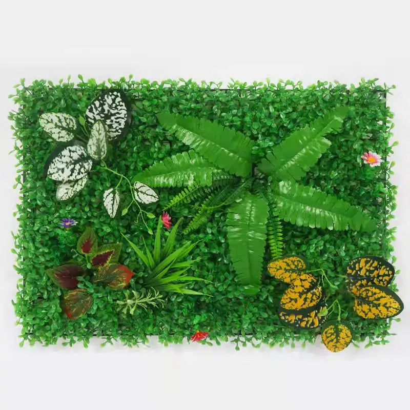 New Artificial Plant Rattan Fake Panel Lawn Simulation Lawn Green Leaf Grass Mesh Grille Wall Decoration