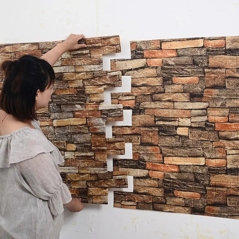 1Pcs 35*30cm Wallpaper Brick 3D Wall Sticker Foam Self Adhesive DIY  Living Room Decor Waterproof Paper