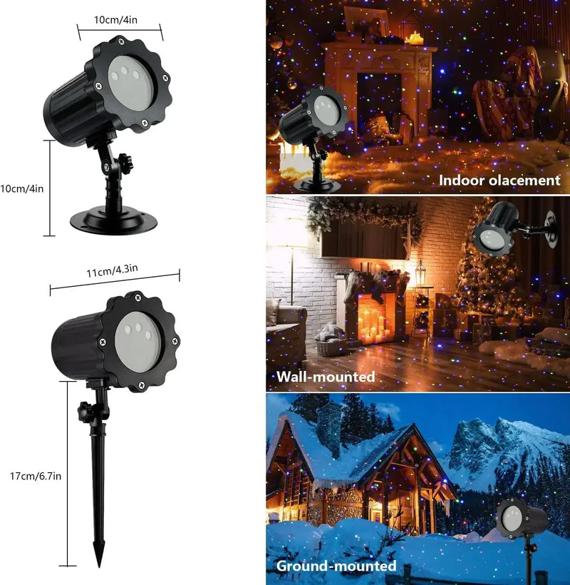 LED Laser Christmas Projector Lights Outdoor 110V Starry Stars Garden Firefly Lights with Remote IP65 Waterproof Tree Decoration