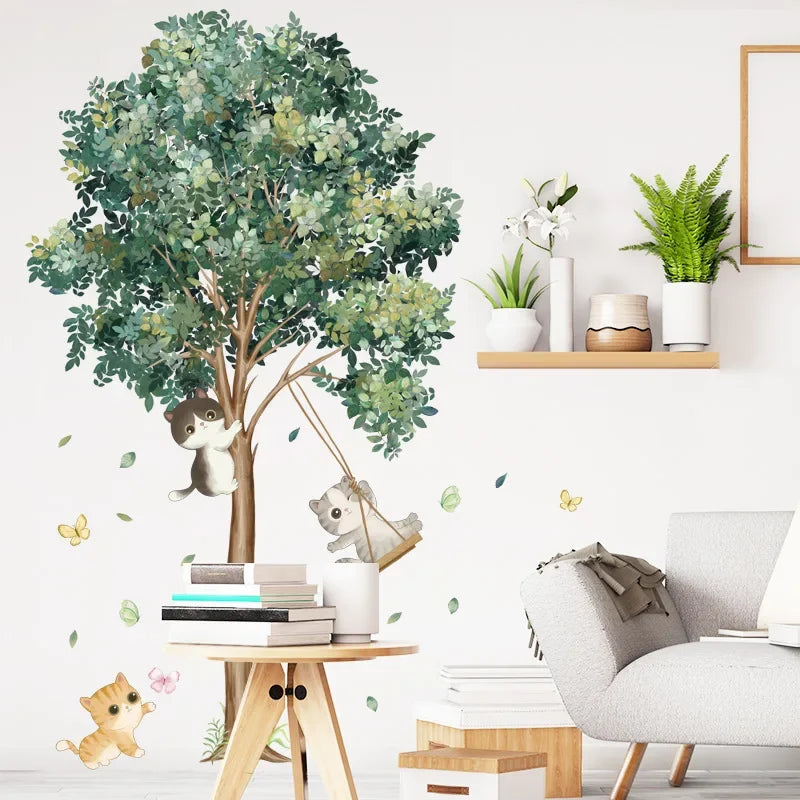 Plant Big Tree Green Leaves Wall Decals Children's Room Wall Sticker Waterproof Wall Sticker Wallpaper Paste Bedroom Decoration