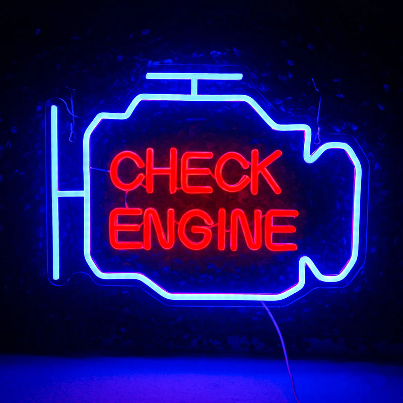 Check Engine Neon Sign Led Light Auto Room Garage Car Repair Shop Home USB Switch Bar Atmosphere Studio Wall Decor Gift Lamp