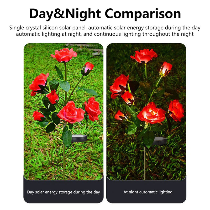 7 Head Solar LED Simulated Rose Lights Garden Lawn Lights Outdoor IP65 Waterproof Landscape Lights Yard Decoration Solar Lights