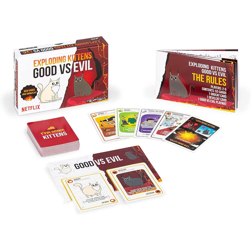 Exploding Kittens Good vs Evil 55 Cards Elevate with New Characters Family Games for Kids and Adults Funny Card Games Board Game