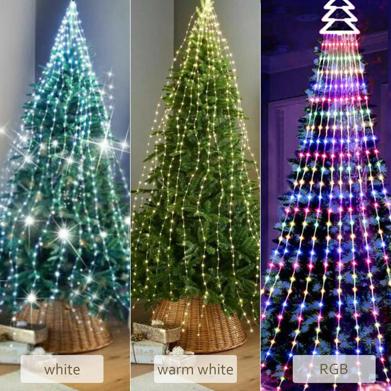 RGB Battery Timer Led Christmas Tree Branch Lights Outdoor Waterfall Lights Decoration Outdoor Home Christmas Wedding Ornaments