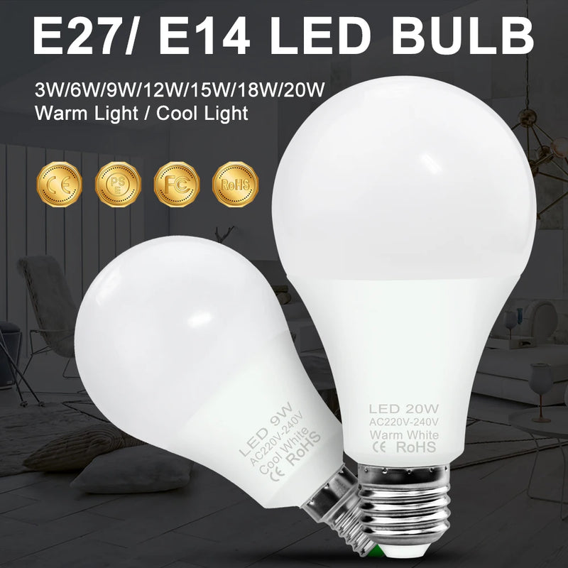 E27 Led Light Bulb 220V Indoor Spotlight E14 Bombilla Light 2835 Chandelier Bulb Energy Saving Lamp For Home Lighting Decoration