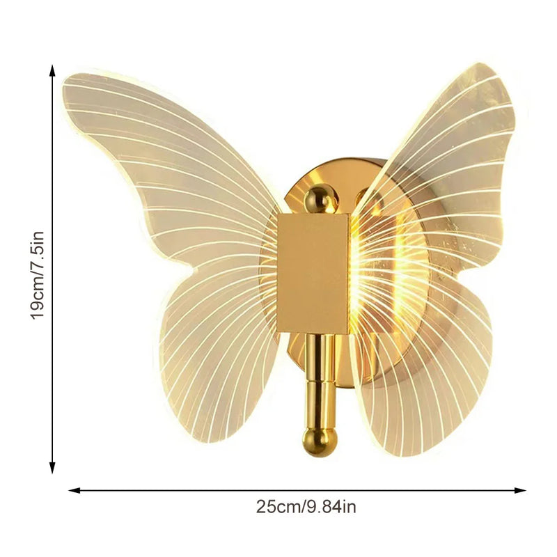 LED Butterfly Wall Lamp Indoor Lighting Home Bedroom Modern Butterfly Wall Lamp Creative Living Room Decoration Ceiling Light