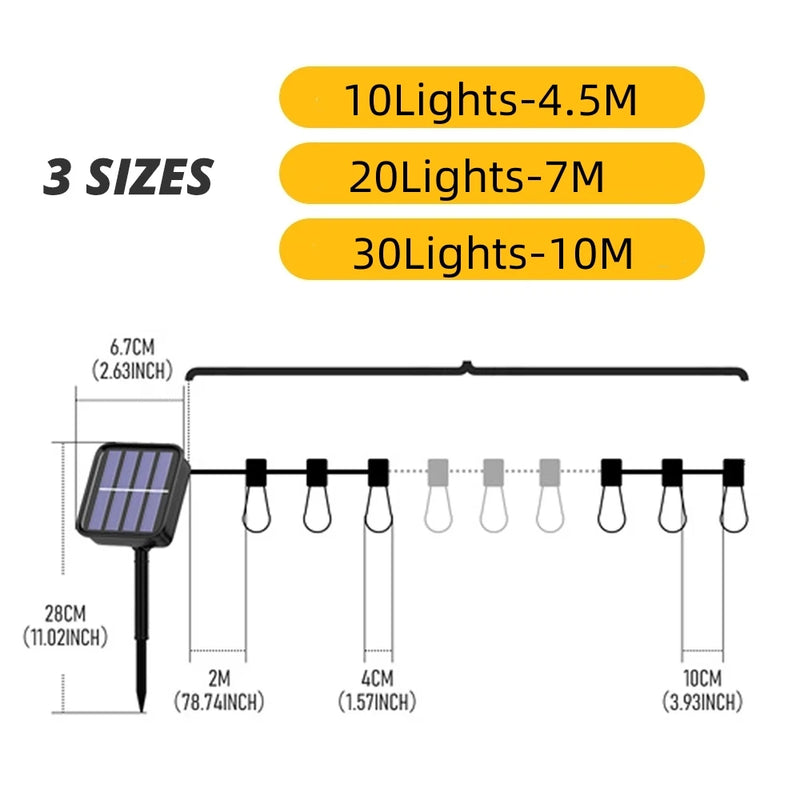 10M Led Solar Outdoor String Lights Garden Waterproof Patio Lights for Outdoor Christmas Decoration Garland Furniture Fairy Lamp