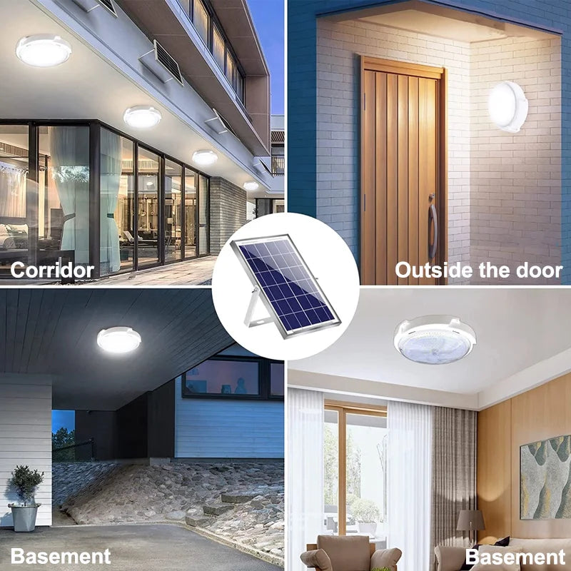 25-80W Solar Ceiling Light Home Indoor Ceiling Veranda Solar Power Lamp Home Bedroom Remote Control Outdoor Decorative Lighting