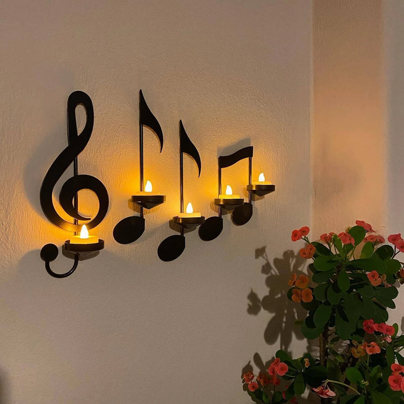 Nordic Music Symbol Candle Holder Handicrafts Household Frunishings Art Crafts Metal Candlestick Ornament Wedding Decor