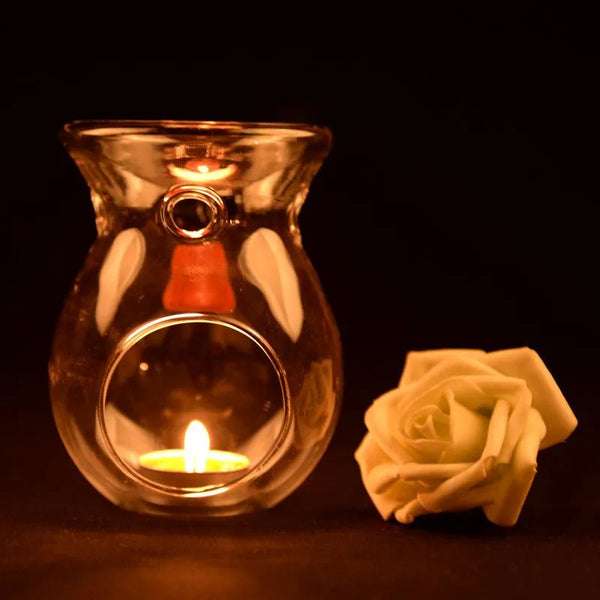 1PC Home Decor Glass Candle Heat Resistant Oil Furnace Aroma Burner Holder Candlestick Vase Romantic Wedding Decoration