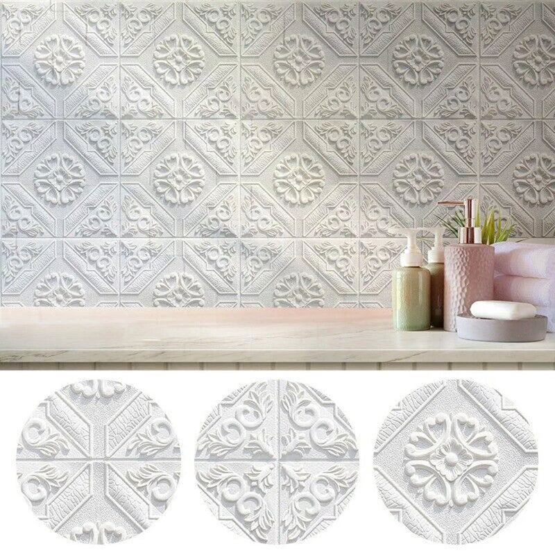 35*35cm 3D Tile Brick Wall Sticker DIY Self Adhesive Waterproof Foam Panel Tv Background Wallpaper Roof Ceiling Room Stickers