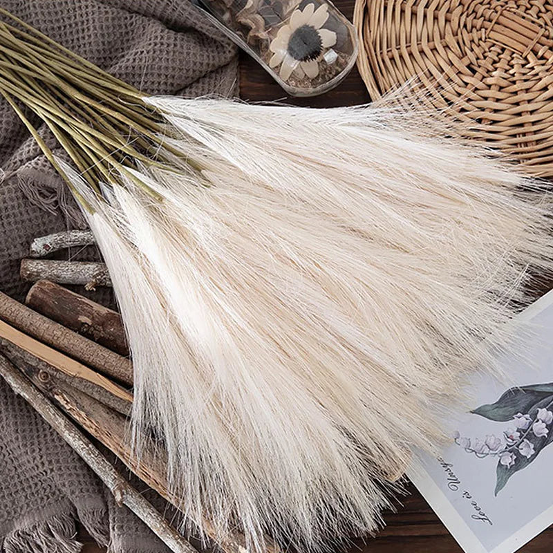 50CM 5/10/20PCS Fluffy Pampas Grass Boho Decor Flower Fake Plant Reed Wedding Christmas Party Home Decoration Artificial Flowers