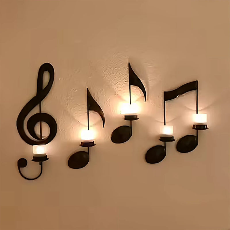 Nordic Music Symbol Candle Holder Handicrafts Household Frunishings Art Crafts Metal Candlestick Ornament Wedding Decor