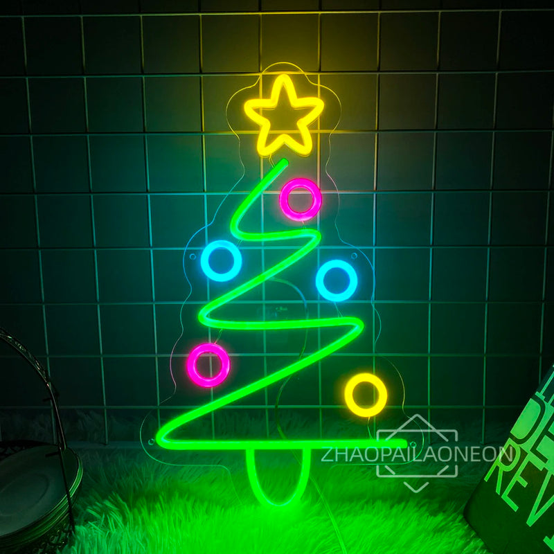 Christmas Trees Neon Sign Lighting Christmas Decor Home Room Decor Bedroom Shop Xmas Decor Happy New Year Neon Lights LED Signs