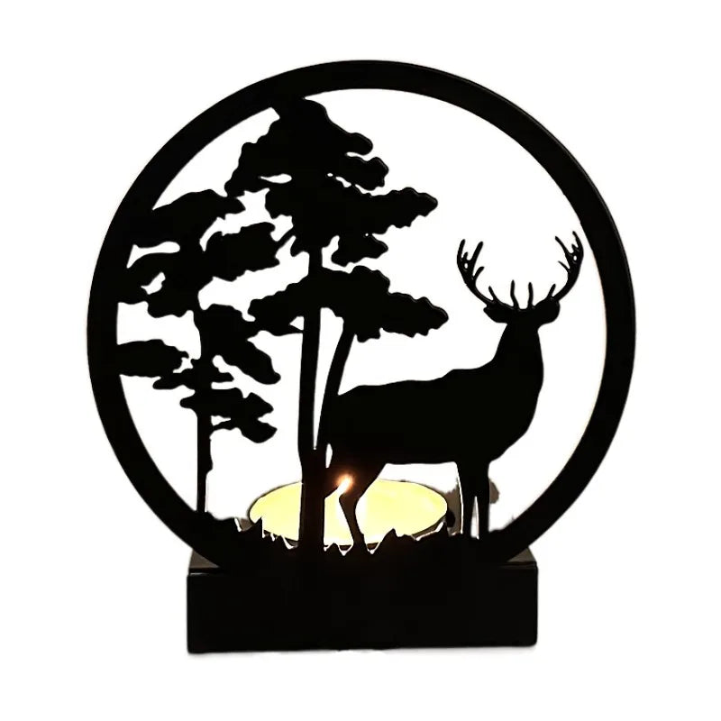 Metal Elk Candlestick Home Christmas Supply Candle Holder Decor