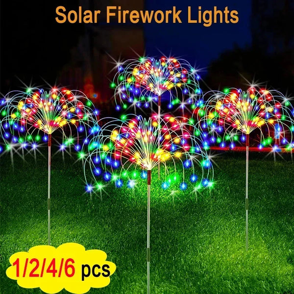 1/2/4/6Pcs Solar LED Firework Fairy Lights Outdoor IP65Waterproof Garden Decoration Lawn Pathway Solar Lamp For Patio Yard Party