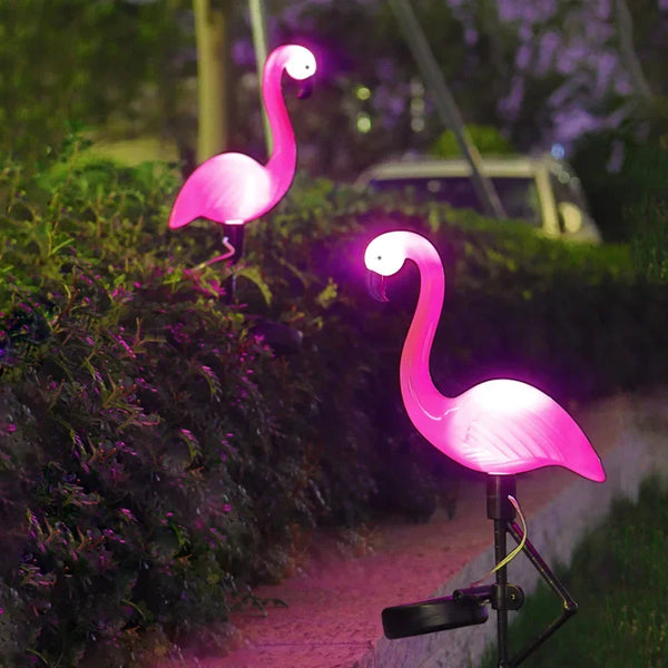 LED Lawn Solar Flamingo Lamp Outdoor Solar Powered Garden Light Waterproof Yard Pathway Decorative Lights For Patio Yard Pathway