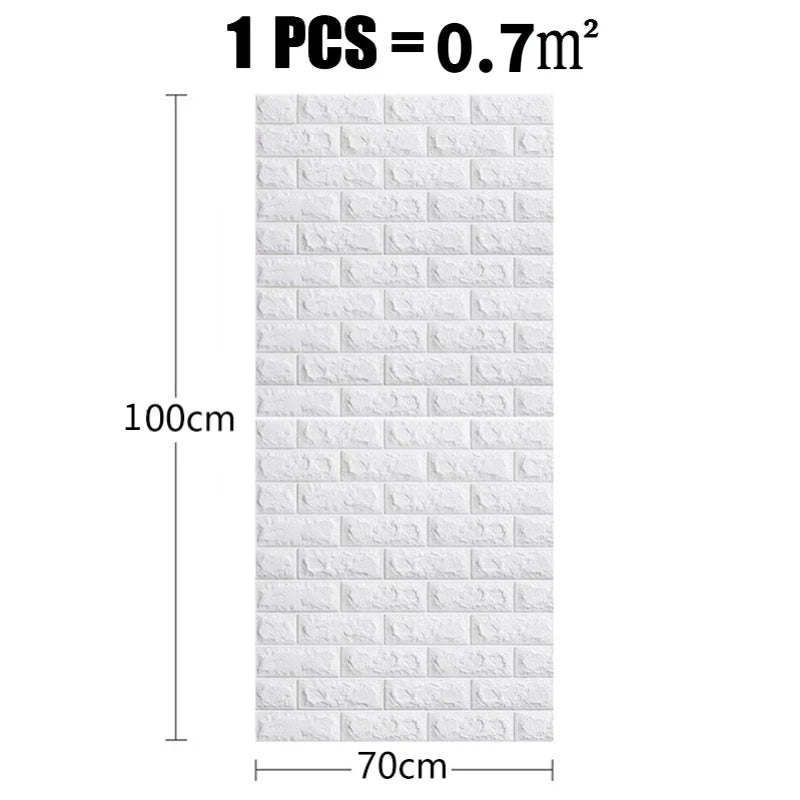 0.5/1M 3D Self Adhesive Waterproof Imitation Brick Wall Sticker DIY Wallpaper Kids Room Bedroom Kitchen Home Decoration