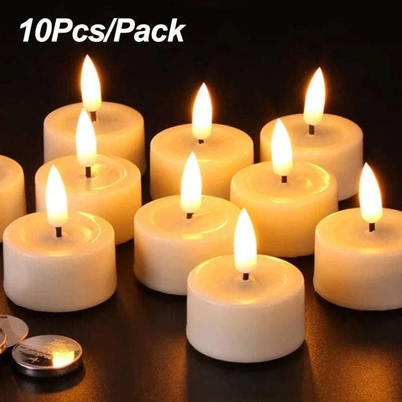 5/10Pcs Flashing LED Candle Battery Powered Tea Light Flameless Candles Outdoor Garden Birthday Wedding Party Home Decoration