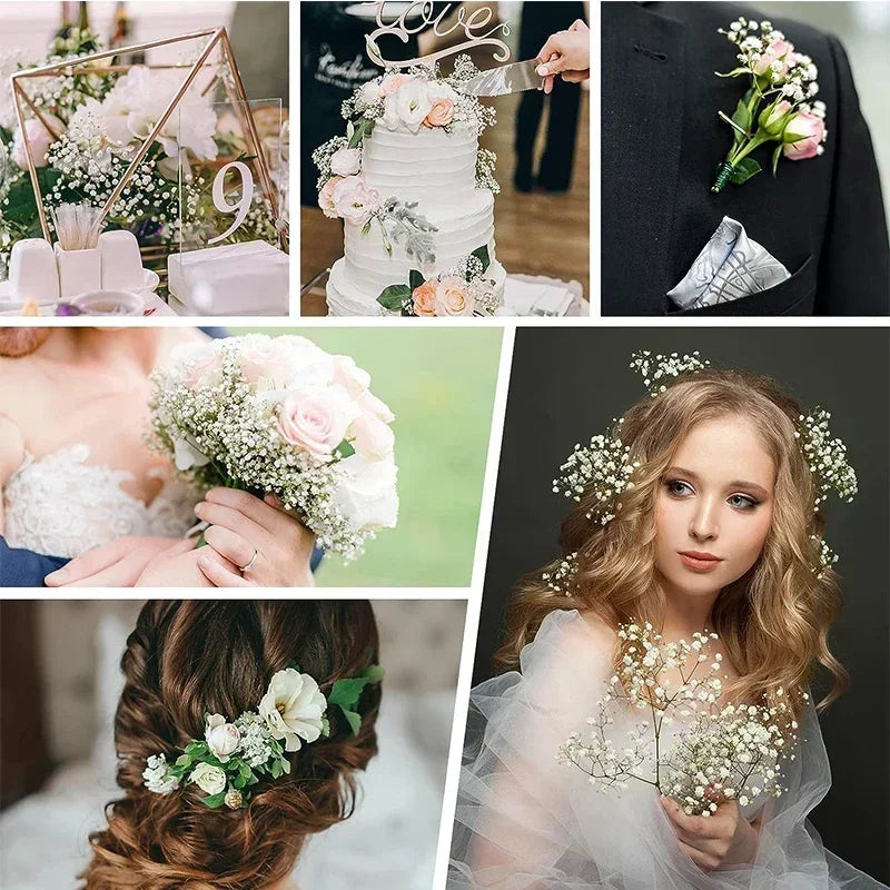 50 Pcs Artificial Flowers Babies Breath Flowers Fake Gypsophila Plants Flowers for Wedding Home Party Decor