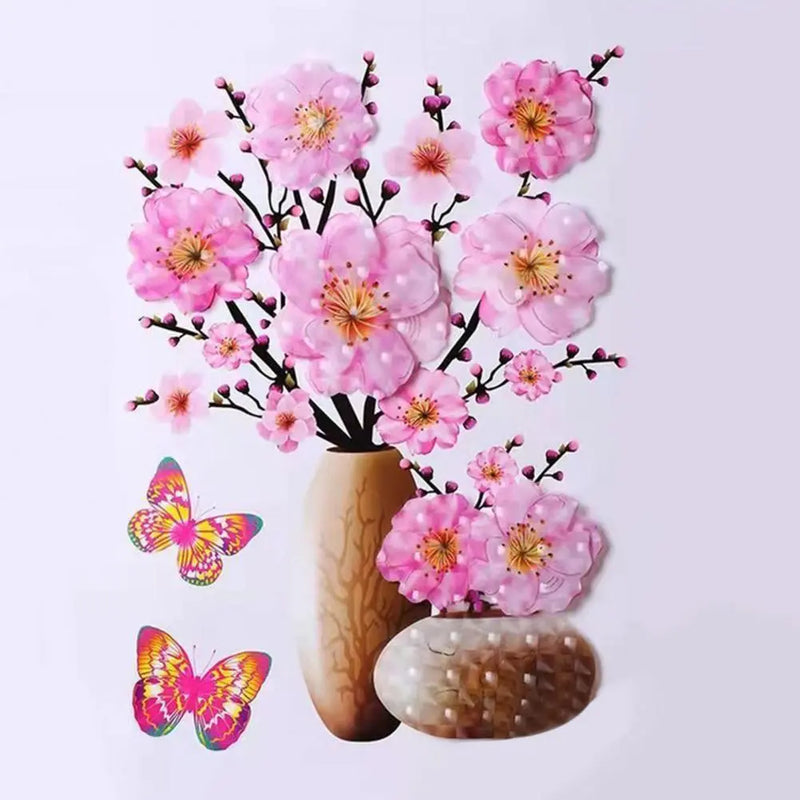 Vase Wall Sticker Waterproof Lovely Butterfly Floral Decals DIY Decoration Removable 3D Stickers Home Window Bedroom