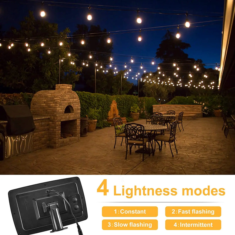 100/50/25ft Solar Led Light Outdoor G40 Plastic Bulb LED Garden Fairy Patio String Lights Wedding Party Decoration