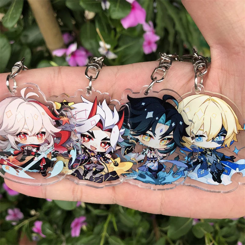 Game Anime Genshin Impact Tartaglia Hu Tao Arataki Itto Scaramouche Keychain Accessories Key Chain Pendant Cartoon Badge