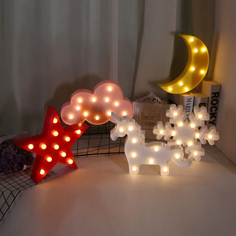 Lovely Christmas LED Night Lights Party Decor Cloud Star Moon Creative Led Lamp Indoor Lighting for Home Desktop Kids Room Decor