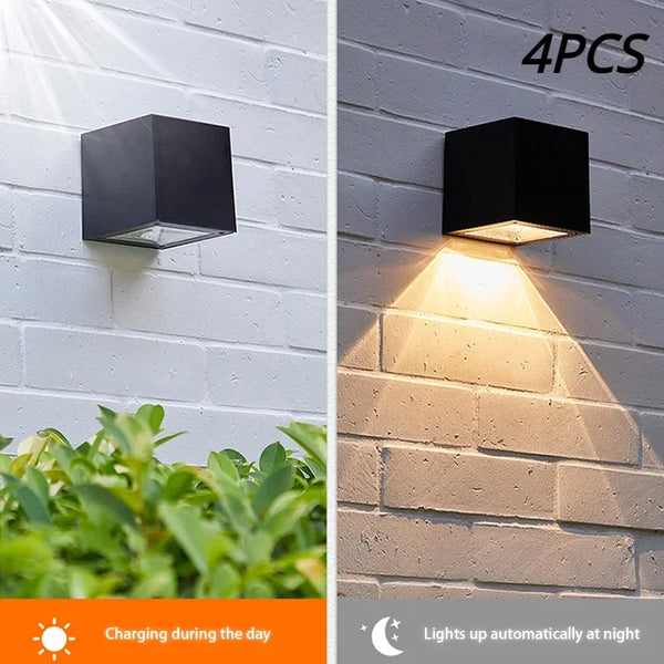 LED Solar Light Outdoor IP65 Waterproof Garden Square Wall Lamp Sunlight Sensor Courtyard Yard Balcony Fence Decoration Lamps