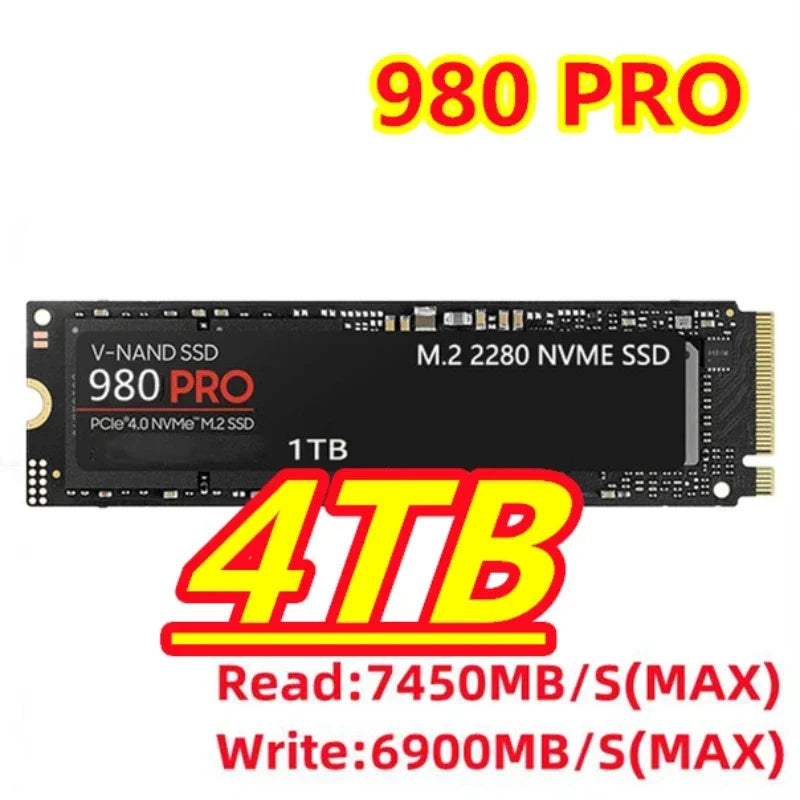 980PRO/990PRO/980EVO SSD NVME M2 Pcie Gen 4 7400Mb/s 4TB 2280 Heatsink SSD Disk Drives Internal For PS5 DIY Games Computer PS5