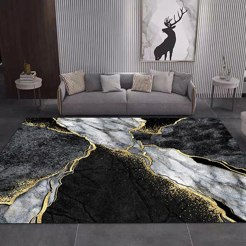 Black Gold Marble Carpet for Living Room Luxury Home Decoration Sofa Table Large Area Rugs Non-slip Floor Mat Entrance Door Mat