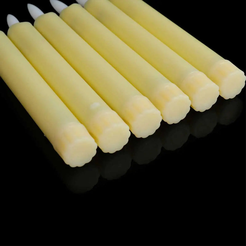 Pack of 2 White Flameless Short LED Taper Candles,Beige Realistic Black Flickering Home Decorative Holiday Candles