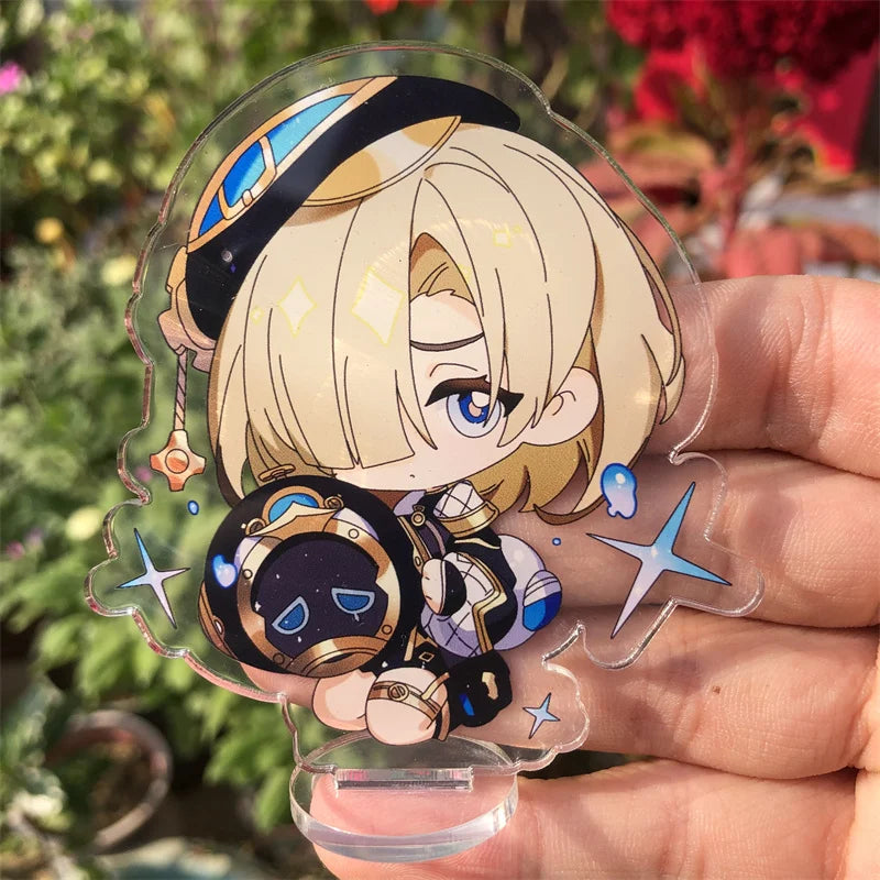 Genshin Impact Wriothesley Navia Clorinde Lyney Sigewinne Freminet Figure Keychain Stand Plate Anime Game Cosplay Accessories